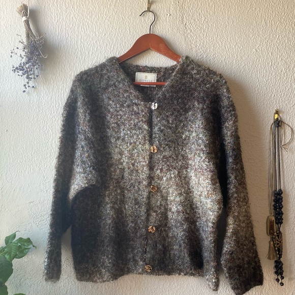 Vintage Express Tricot Ombre Boucle Cardigan Sweater Mohair Blend - Picture 3 of 11
